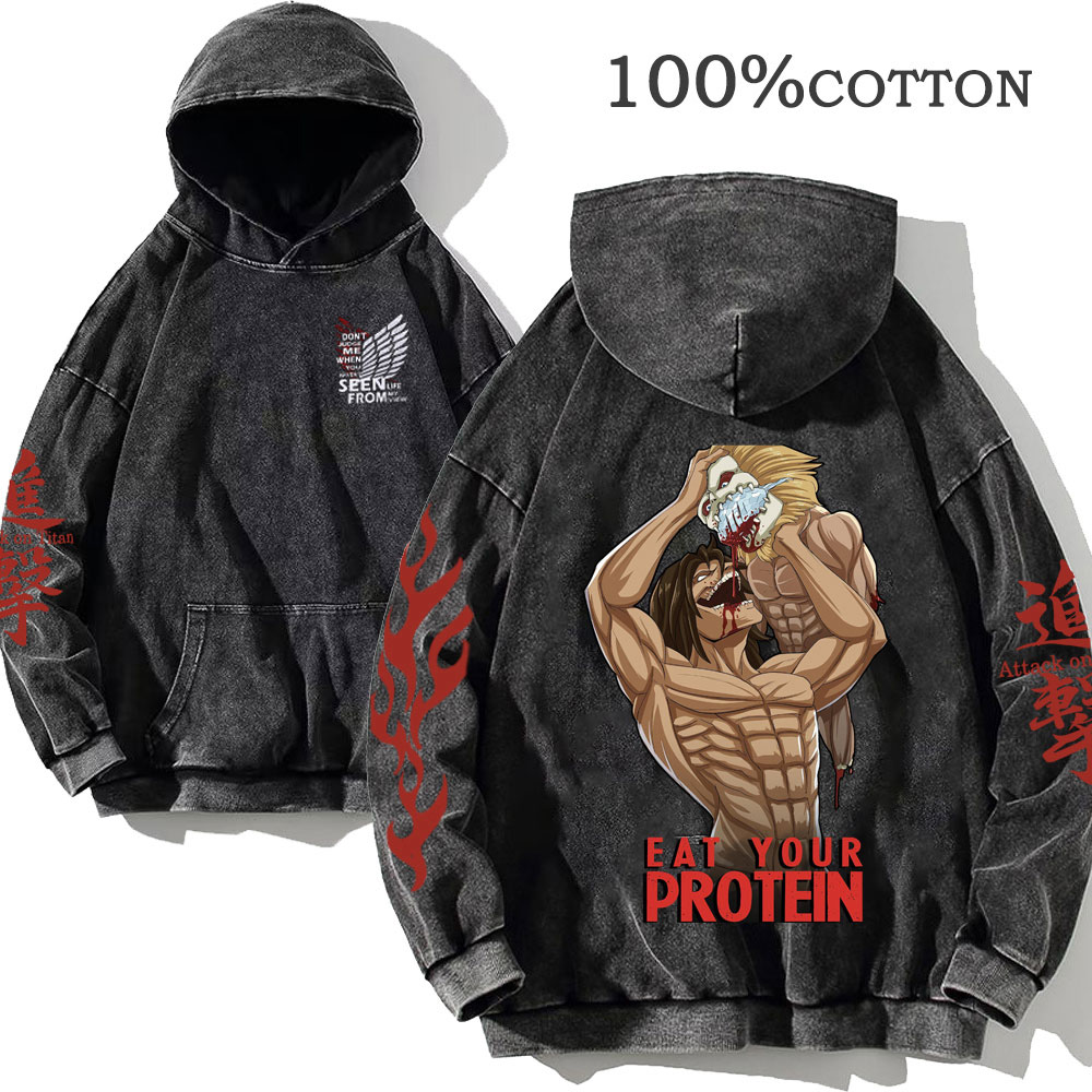 AOT Acid Wash Hoodie Eat Your Protein