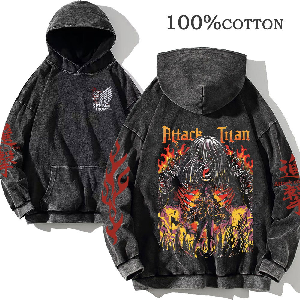 AOT Acid Wash Hoodie Battle Titan