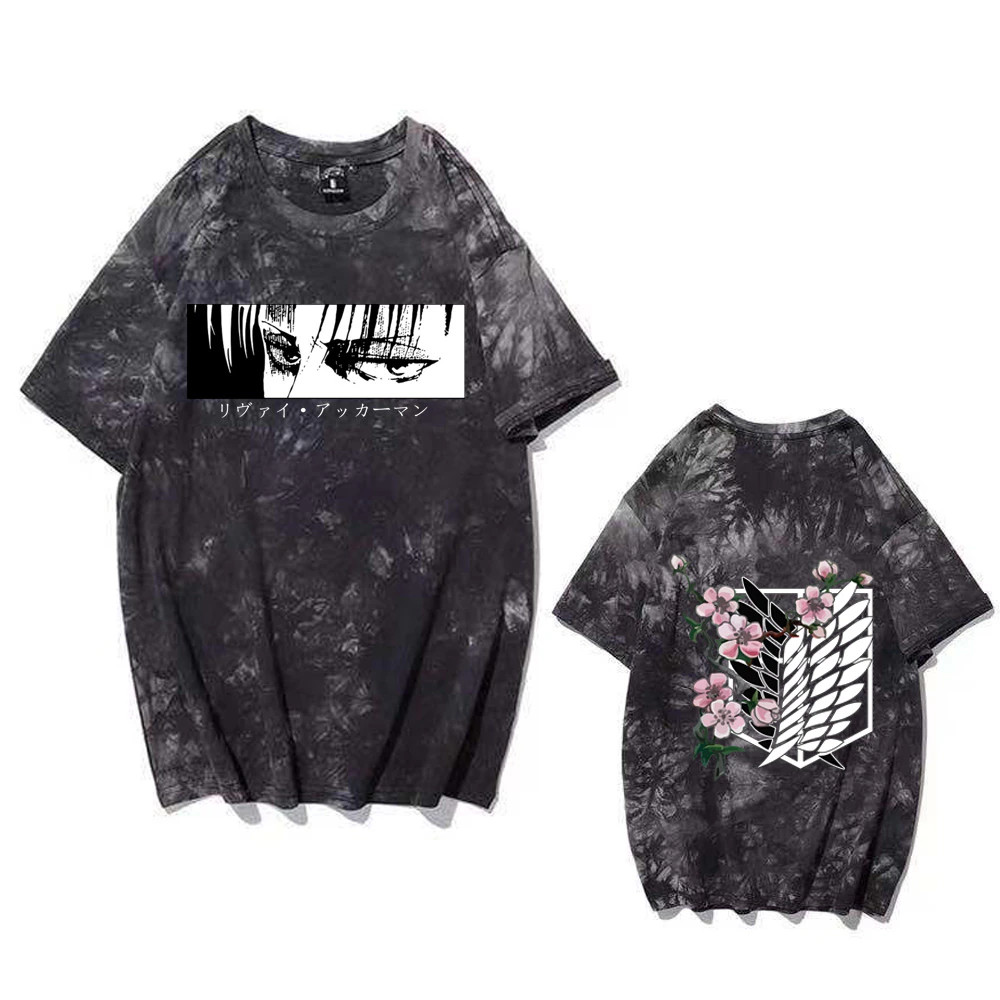 Attack On Titan T-shirts - Levi Eyes Logo Sakura Tie Dye T-shirt